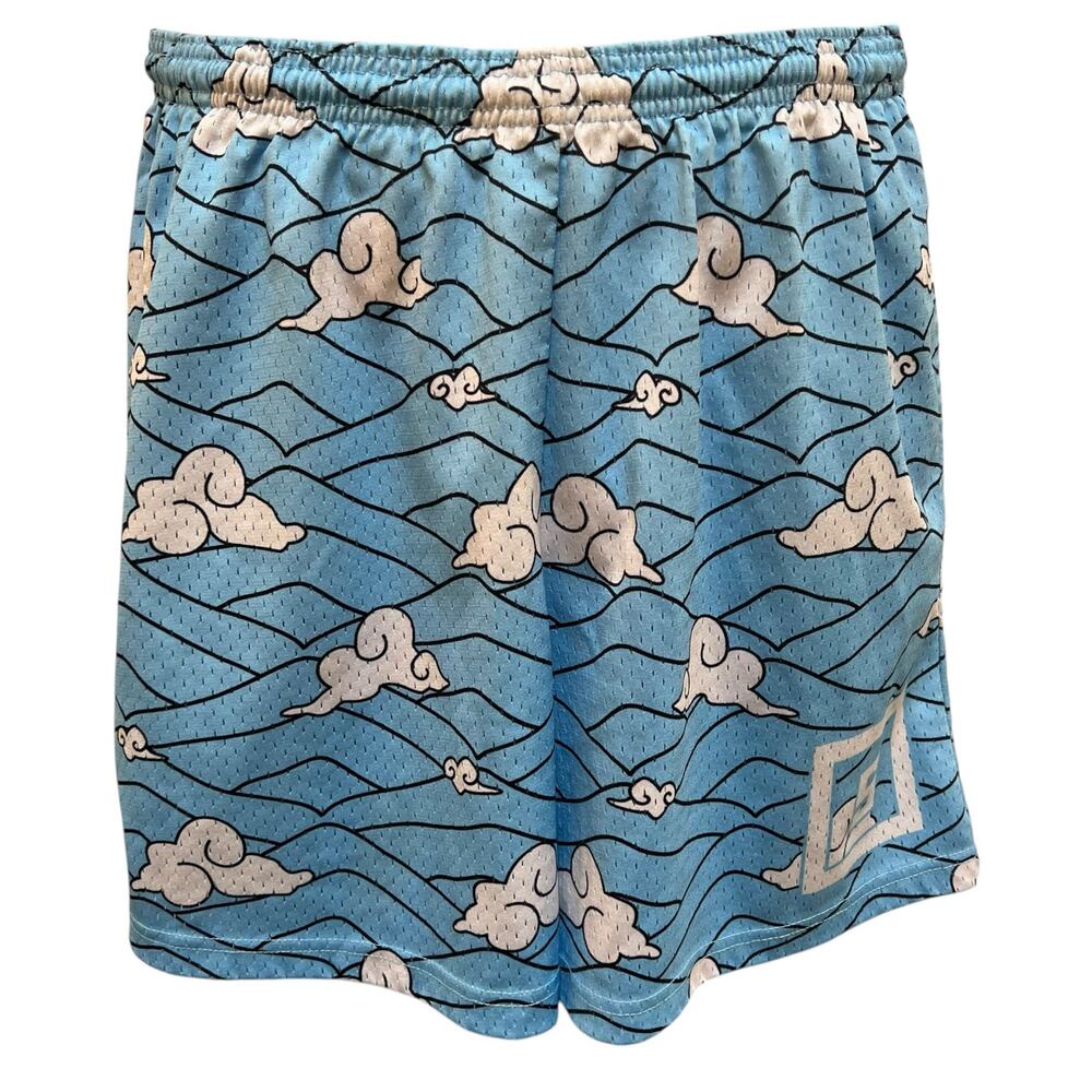SMSLGHT Men’s Anime Final Selection Mesh Shorts Size M Blue Drawstring Athletic